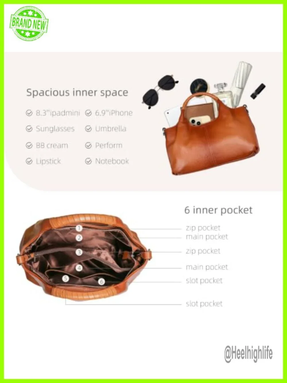 Genuine Cowhide Leather Satchel Crossbody Shoulder Bag Tote
